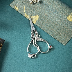 Платина Ножницы из нержавеющей стали, ножницы для вышивания, швейные ножницы, с ручкой из цинкового сплава, ракушка/дельфин/морская звезда, платина, 125x65 мм