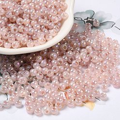 Misty Rose Glass Seed Beads, Ceylon, Round Hole, Round, Misty Rose, 4x3mm, Hole: 1.2mm, 7650pcs/pound