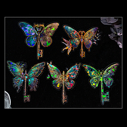 Бабочка Лазерные самоклеящиеся наклейки для домашних животных, Водостойкие наклейки горячего тиснения для скрапбукинга своими руками, 80x90 мм