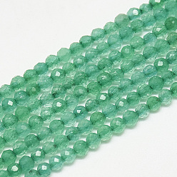 Aguamarina mediana Hilo de abalorios/cuentas de jade natural, facetados, teñido, rondo, aguamarina mediana, 2~2.5 mm, agujero: 0.3 mm, sobre 173~175 unidades / cadena, 14.9 pulgada
