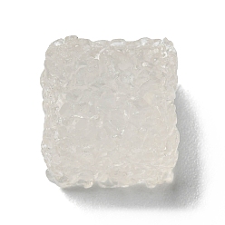 (7BDF) Прозрачный морозный бирюзовый Светящиеся кабошонов смолы, кубик конфеты, светится в темноте, призрачный белый, 13x13x11.5 мм
