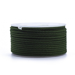 Dark Olive Green Polyester Braided Cord, Dark Olive Green, 2mm, about 16.4 yards(15m)/roll