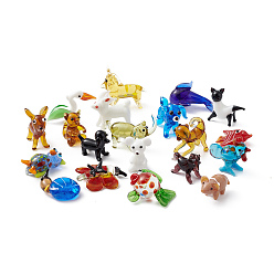 Mixed Color Handmade Lampwork Home Display Decorations, Mixed Animal, Mixed Color, 12.5~29x13~35x9~18.8mm