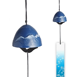 Steel Blue Japanese Style Iron Wind Chimes, Paper Pendant Decorations, Mountain Fuji, Steel Blue, 400x65mm