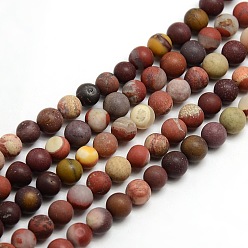 Mookaite Frosted Natural Mookaite Round Bead Strands, 6mm, Hole: 1mm, about 63~65pcs/strand, 14.9~15.6 inch