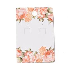 Coral Rectangle Floral Paper Jewelry Display Cards with Hanging Hole, for Earring & Necklace Display, Coral, 9x6x0.05cm, Hole: 1mm