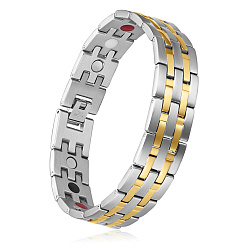 Oro & Acero Inoxidable Color Pulseras de banda de reloj de cadena de pantera de acero inoxidable shegrace, con broches banda reloj, acero color oro y acero, 9 pulgada (23 cm)