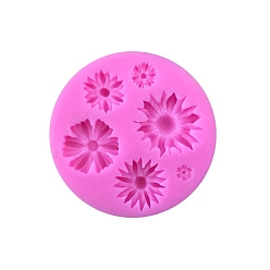 Magenta Flower DIY Silicone Fondant Molds, Resin Casting Molds, For UV Resin, Epoxy Resin Jewelry Making, Magenta, 75x9mm