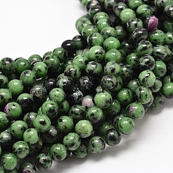 Rubí en Zoisita Rubí natural en hebras de perlas redondas zoïsite, 6 mm, agujero: 1 mm, sobre 62 unidades / cadena, 15.5 pulgada