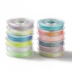 Mixed Color 12 Rolls Luminous Polyester Sewing Thread, Glow in Dark, 3-Ply Polyester Cord for Jewelry Making, Mixed Color, 0.2mm, about 24.06 Yards(22m)/Roll