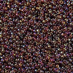 (RR257) Transparent Topaz AB Cuentas de rocailles redondas miyuki, granos de la semilla japonés, 11/0, (rr 257) topacio transparente ab, 2x1.3 mm, Agujero: 0.8 mm, sobre 5500 unidades / 50 g