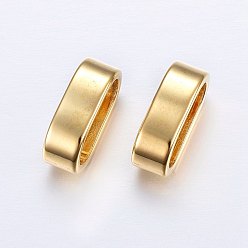 Oro 201 encantos de la diapositiva de acero inoxidable / perlas deslizantes, para hacer pulseras de cordon de cuero, oval, dorado, 15.5x8.5x5 mm, agujero: 5.5x12.5 mm