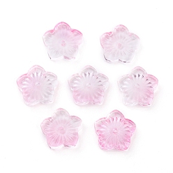 Misty Rose Transparent Glass Beads, Flower, Two Tone, Misty Rose, 12x13x3mm, Hole: 1.2mm