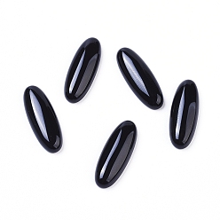 Agate Noire Cabochons en agate noire naturelles, ovale, teints et chauffée, 22x8x4mm