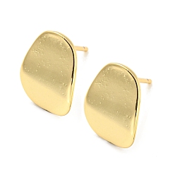 Real 18K Gold Plated Rack Plating Brass Oval Stud Earrings for Women, Lead Free & Cadmium Free, Long-Lasting Plated, Real 18K Gold Plated, 14x10.5mm
