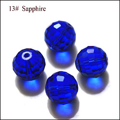 Bleu Imitations de perles de cristal autrichien, grade de aaa, à facettes (96 facettes), ronde, bleu, 8mm, Trou: 0.9~1mm
