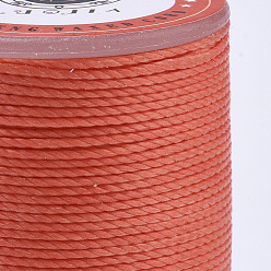 Tomato Waxed Polyester Cord, Micro Macrame Cord, Twisted Cord, Round, Tomato, 1mm, about 57.96~65.62 Yards(53~60m)/Roll