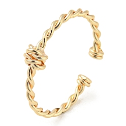 Real 18K Gold Plated Brass Twist Knot Open Cuff Rings, Real 18K Gold Plated, US Size 8(18.1mm)