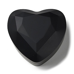 Noir Boîtes de rangement pour anneaux en plastique en forme de coeur, coffret cadeau pour bague à bijoux avec intérieur en velours et lumière LED, noir, 7.15x6.4x4.35 cm