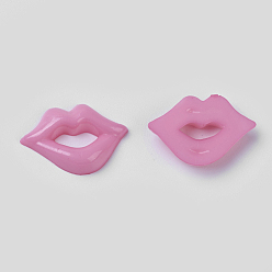 Pink Cabochons en forme de lèvre acrylique, pour Saint Valentin, rose, 18x13x3.5mm