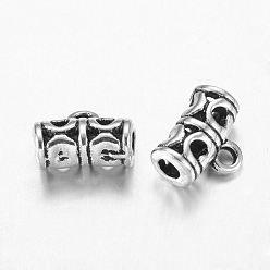 Antique Silver Tibetan Style Hangers, Bail Beads, Cadmium Free & Nickel Free & Lead Free, Antique Silver, about 11.5mm long, 9mm wide, 5.5mm thick, hole: 2mm