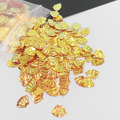Gold Shell PVC Nail Art Glitter Sequins, Manicure Decorations, UV Resin Filler, for Epoxy Resin Slime Jewelry Making, Gold, 7mm