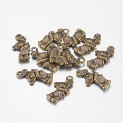 Antique Bronze Tibetan Style Zinc Alloy Pendants, Cadmium Free & Lead Free, Bear, Antique Bronze, 19x9x3mm, Hole: 2mm