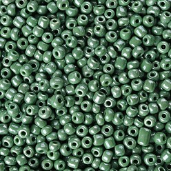 Vert Mer Moyen Perles de rocaille en verre, couleurs opaques lustered, ronde, vert de mer moyen, 4mm, trou: 1.5 mm, environ 4500 pièces / livre