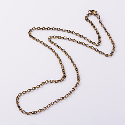Bronce Antiguo Collares de cadena de cable de hierro, con aleación de zinc hebillas de pinza de langosta, Bronce antiguo, 25.1 pulgada