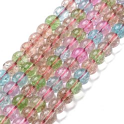 Colorful Crackle Glass Round Bead Strands, Colorful, 6~6.5mm, Hole: 0.8mm, about 67pcs/strand, 14.96 inch(38cm)