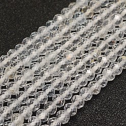 Other Quartz Natural White Topaz Beads Strands, Faceted, Round, 4mm, Hole: 0.5mm, about 96pcs/strand, 15.7 inch(40cm)