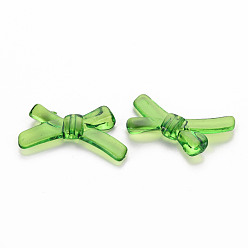 Green Transparent Acrylic Beads, Bowknot, Green, 20x34x5.5mm, Hole: 1.8mm, about 435pcs/500g