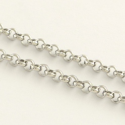 Stainless Steel Color 304 Stainless Steel Rolo Chains, Belcher Chains, Unwelded, with Spool, Stainless Steel Color, 2.5x0.8mm, about 164.04 Feet(50m)/roll