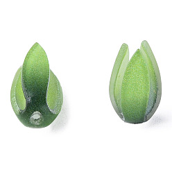 Green Plastic Beads, Flower, Green, 17.5x10x9mm, Hole: 1.2mm