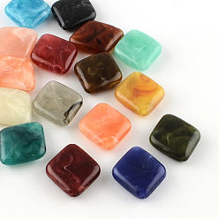 Mixed Color Rhombus Imitation Gemstone Acrylic Beads, Mixed Color, 30x26x8mm, Hole: 2mm, about 130pcs/500g
