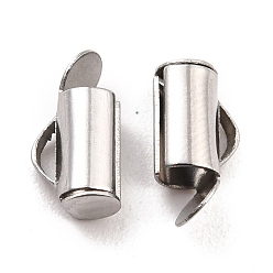 Stainless Steel Color 304 Stainless Steel Slide On End Clasp Tubes, Slider End Caps, Stainless Steel Color, 10x5.5x4mm, Hole: 3.5x1.5mm, Inner Diameter: 3mm