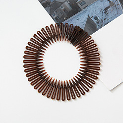 Coconut Brown Plastic Full Circular Flexible Comb Hair Bands, Wide Hair Accessories, Coconut Brown, 300x30mm