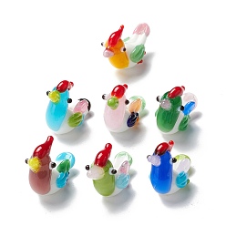 Mixed Color Handmade Lampwork Beads, Mandarin Duck, Mixed Color, 28~29x11.5x17.5~19mm, Hole: 0.9~1.4mm