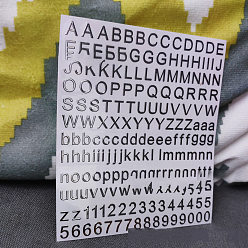 Platinum Alphabet Letter A~Z & Number Metal Stickers, Platinum, 7mm, Letter and Number: 0.3~0.9mm