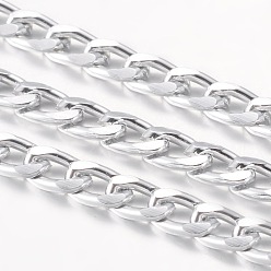 Silver Aluminum Twisted Chains Curb Chains, Unwelded, Lead Free and Nickel Free, Oxidated in Silver, Size: about Chain: 9mm long, 5mm wide, 1.5mm thick