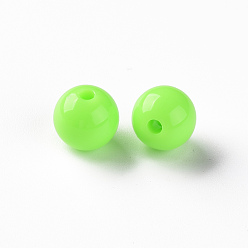 Citron Vert Perles acryliques opaques, ronde, lime, 10x9mm, Trou: 2mm, environ940 pcs / 500 g