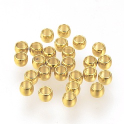 Chapado en Oro Real de 24K 316 perlas de engarzado de acero inoxidable quirúrgico, Rondana plana, real 24 k chapado en oro, 2x1.5 mm, agujero: 1 mm