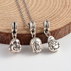 Antique Silver Mixed Buddha Tibetan Style Alloy European Dangle Charms, Large Hole Pendants, Antique Silver, 23~25x9~10x4~8mm, Hole: 5mm