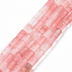 Cherry Quartz Glass Cherry Quartz Glass Beads Strands, Column, 7~7.5x5mm, Hole: 1mm, about 46pcs/strand, 14.76 inch(37.5cm)