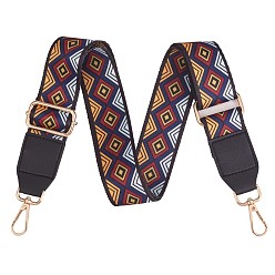 Rhombus Wide Polyester Purse Straps, Replacement Adjustable Shoulder Straps, Retro Removable Bag Belt, with Swivel Clasp, for Handbag Crossbody Bags Canvas Bag, Rhombus Pattern, 79~12.9x3.8cm