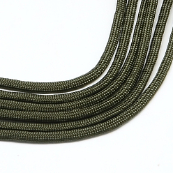 Vert Olive Foncé 7 âmes intérieures cordes en polyester et spandex, couleur unie, pour la fabrication de bracelets en corde, vert olive foncé, 4~5mm, environ 109.36 yards (100m)/paquet, 420~500g / bundle