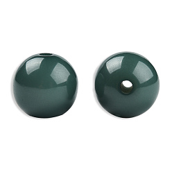 Gris Ardoise Foncé Des perles de résine opaques, ronde, gris ardoise foncé, 12x11.5mm, Trou: 1.6~1.8mm