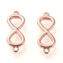 Real Rose Gold Plated Brass Links Connectors, Long-Lasting Plated, Infinity, Real Rose Gold Plated, 16.5x6.5x1.5mm, Hole: 1mm