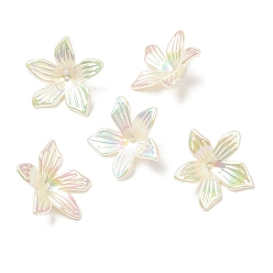 Soie De Maïs Chapeaux de perle imitation plastique abs, couleur ab , Flower 5 pétales, cornsilk, 24x26x9mm, Trou: 1.2mm
