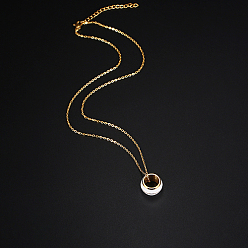 Oro Collares con colgante de anillo esmaltado de acero inoxidable para mujer, dorado, 15.75 pulgada (40 cm)